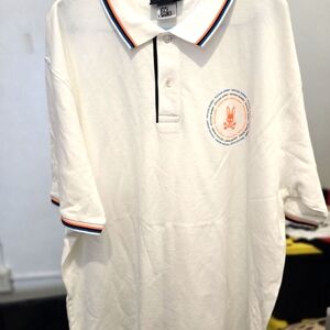 Psycho Bunny White Polo with Multicolor Accents